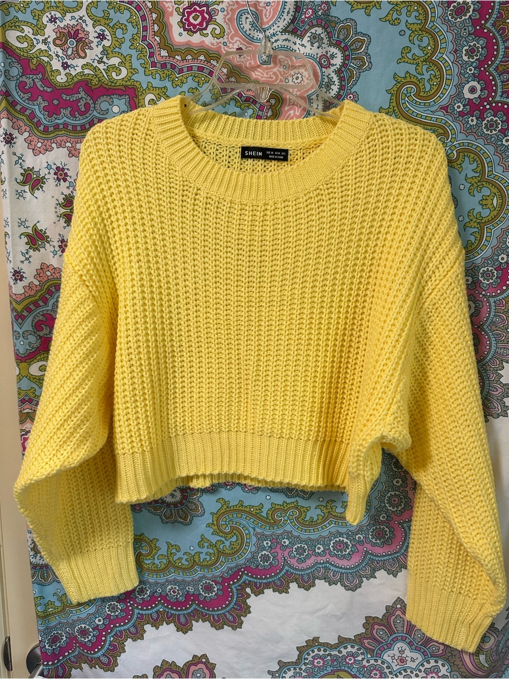 SHEIN Sunny Yellow Cropped Crewneck Sweater